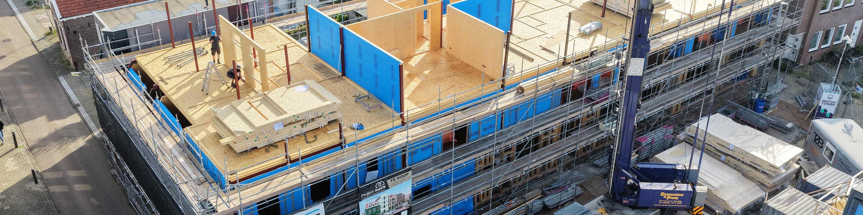 Prefab houtconstructies en HSB-elementen in uitvoering